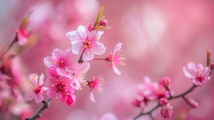 Obraz premium Closeup of Pink Cherry Blossoms in Springtime