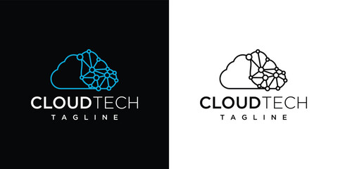 Cloud technology logo design template. Digital technology cloud logo design inspiration