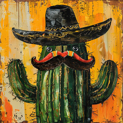 Cactus in a Mexican hat, Generative AI Art