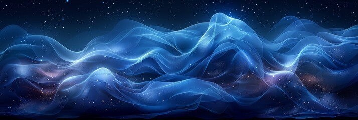 Fototapeta premium Beautiful sparkling background with abstract waves design, panoramic banner