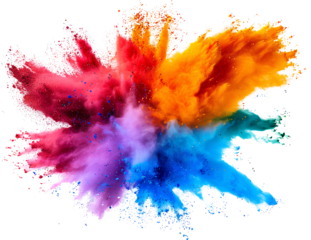 colorful vibrant rainbow holi paint color powder explosion with bright colors isolated white background