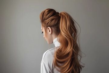 Voluminous High Ponytail - A statement-making and glamorous ponytail style with added volume, achieved through teasing or backcombing the hair at the crown for a dramatic and head-turning effect 