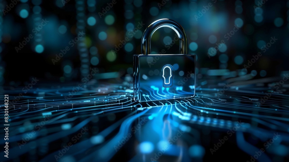 Poster concept of internet technology focused on protecting data and information privacy in the field of cy