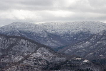Winter Snowfall on Mountains