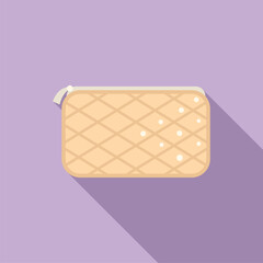 Flat design vector of a classic ice cream sandwich, casting a soft shadow on a purple backdrop