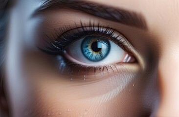 Closeup view of female eyes. Make up beauty eye. A makeup and beauty concept.