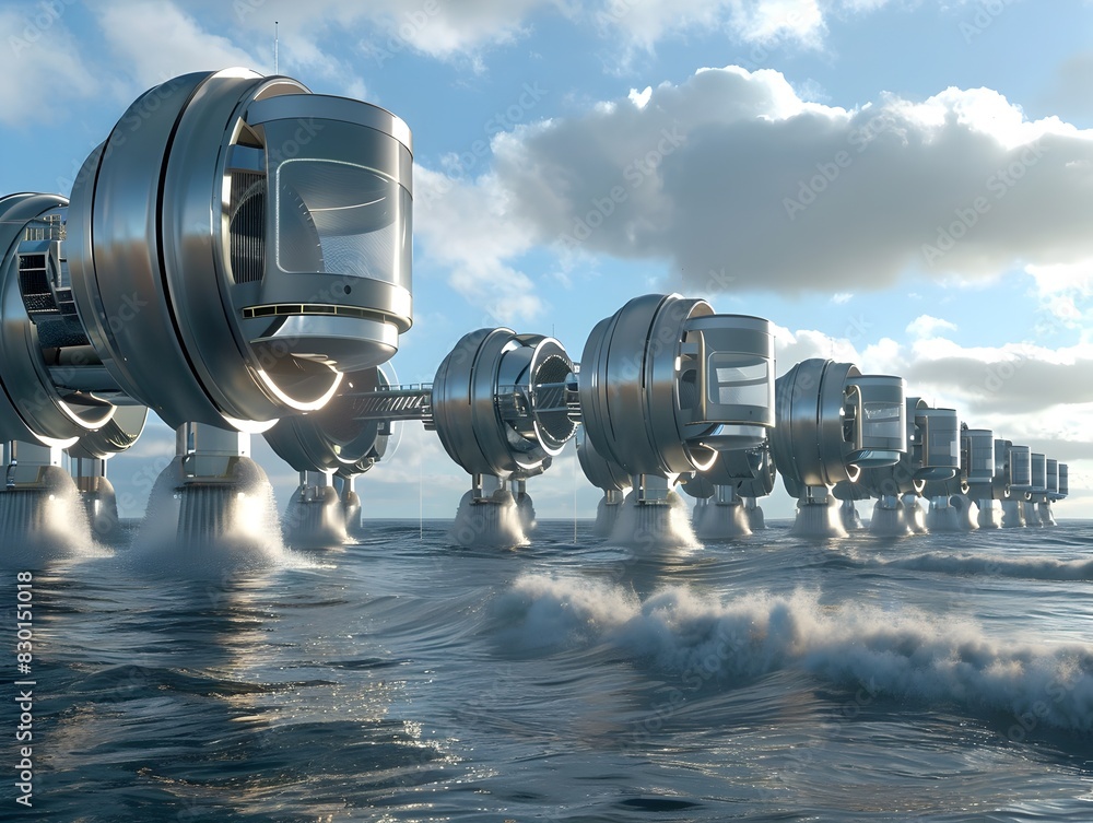 Aufkleber advanced tidal energy generators harnessing renewable power from ocean waves and currents for
