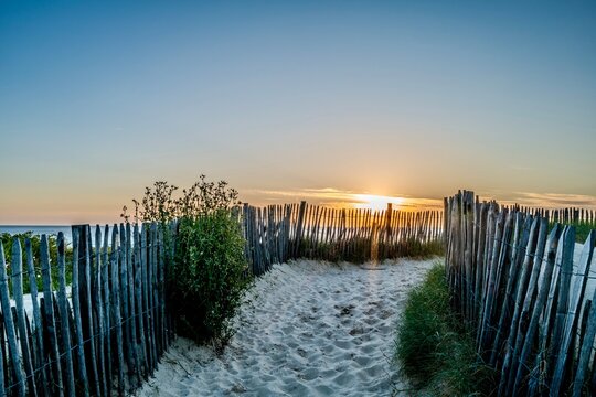 Beach with sunset at Capbreton France
