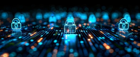 Concept of protecting personal information online shown on a virtual screen