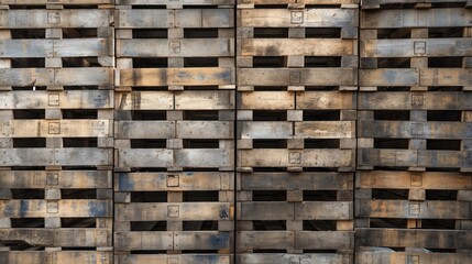 Stacked wooden pallets, background