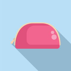 Minimalistic illustration of a stylish pink toaster with a shadow, set against a pastel blue backdrop