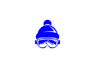 Fototapeta premium Vector illustration of a skier's cap with goggles