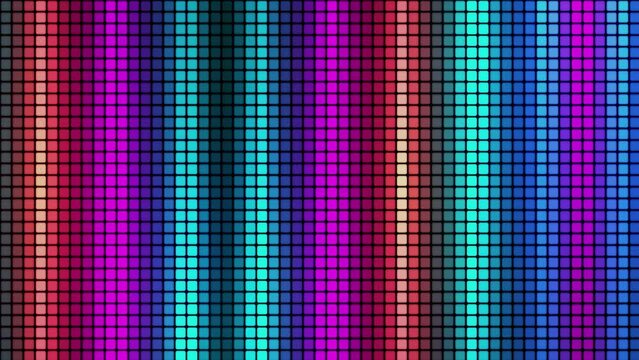 Abstract animated background of multi-colored squares. Abstract gradient background. Pixel background for web design. Small squares of computer mosaic. 3D rendering. Abstract animation 4K