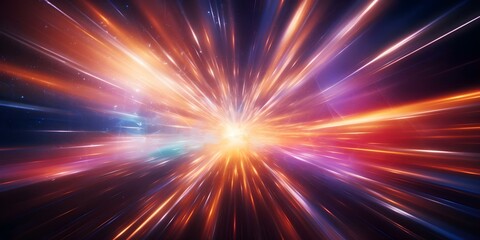 Naklejka premium Time warp sensation created by blurred background with streaks of light. Concept Abstract Photography, Light Painting, Long Exposure, Visual Distortion, Artistic Techniques