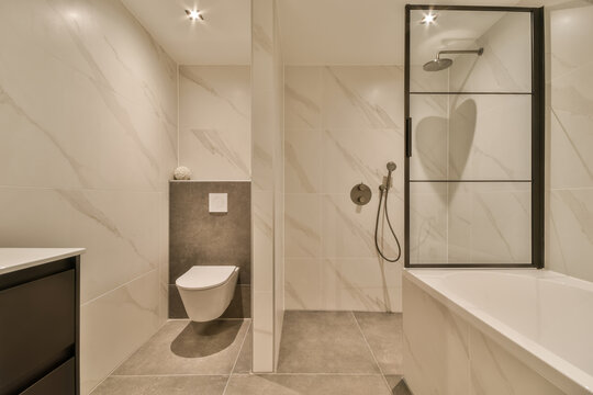 Modern bathroom interior with sleek finish