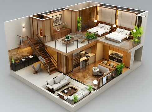 The interior design effect picture of duplex apartment