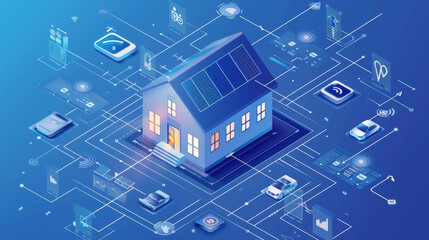 Smart home connected with futuristic technology devices