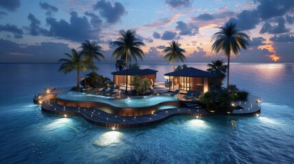 Obraz premium luxus island resort, luxus resort, island, island resort, luxus spa, beautiful hotel with pool, island resort with pool