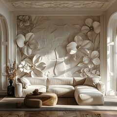 Modern 3D Flower Sculpture Wall Art