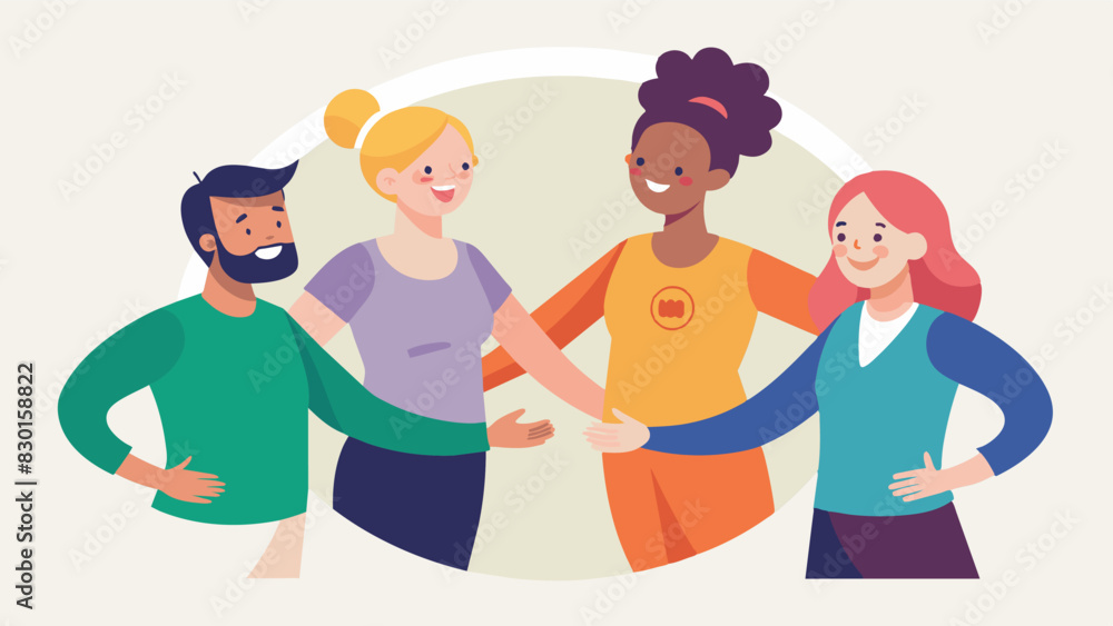 Poster a circle of individuals holding hands their faces beaming with a sense of connection and acceptance 