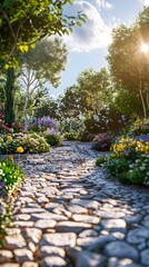Obraz premium Cobblestone Garden Path