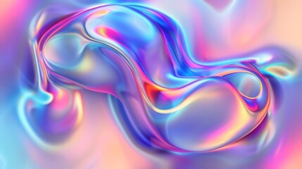 Abstract Holographic iridescent rainbom Y2K fluid background. Lliquid gradient waves surface futuristic texture.Mental health holo modern aesthetic. Trendy  Brutalism