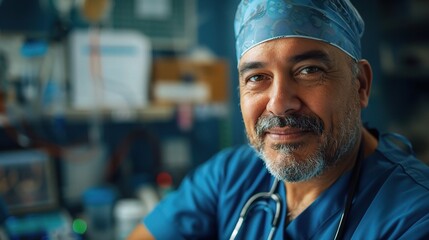 doctor professional portrait, the surgeon's caring demeanor evident in his gentle eyes