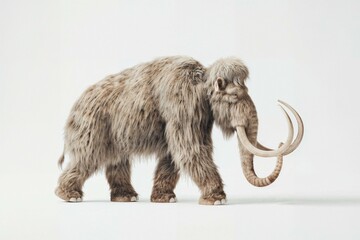A side photo of a Wooly Mammoth walking. Isolated on white