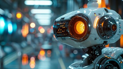 Fototapeta premium Robotic inspection station using AI and machine vision