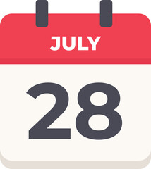 July 28 - Daily Calendar Icon in flat design style