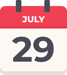 July 29 - Daily Calendar Icon in flat design style