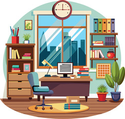 Fototapeta premium Home business office workspace, isolated on transparent background. 
