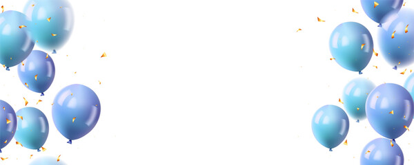 blue balloon and gold confetti background celebration birthday banner template vector illustration