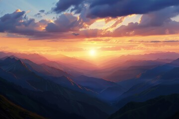 Golden hour in the hills: a spectacular display of nature's beauty