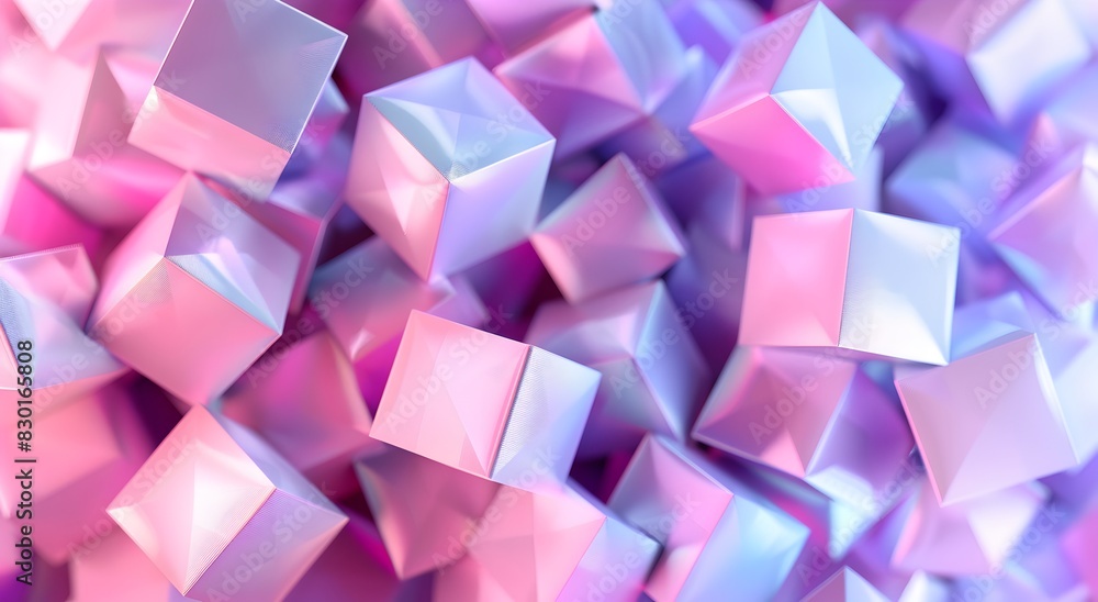Poster 3d render of pink and purple abstract cubes background in the style of abstract cubes