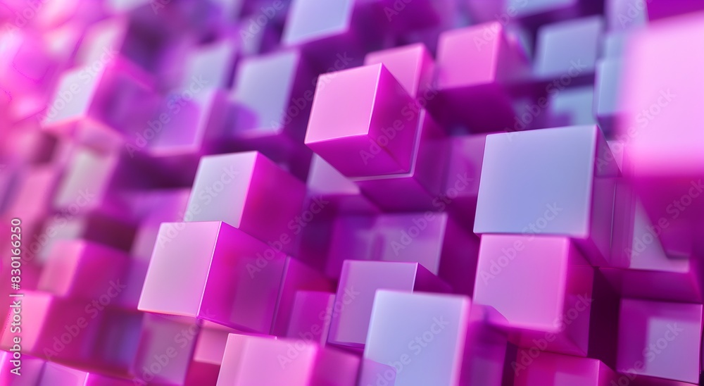 Poster 3d render of pink and purple abstract cubes background in the style of abstract cubes