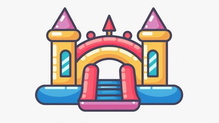 Inflatable bounce house for summer games.

