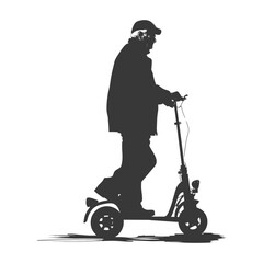 silhouette elderly man riding mobility scooter black color only