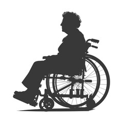 Obraz premium silhouette elderly woman in a wheelchair black color only