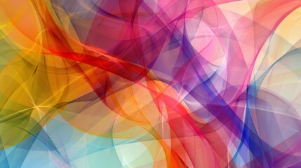 Vibrant abstract art featuring intertwined flowing ribbons in a spectrum of colors, creating a dynamic and energetic visual effect.