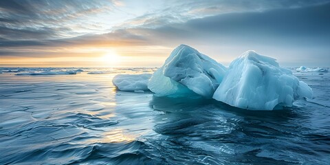 The Threat of Global Warming on Glaciers, Icebergs, and Oceans: Urgent Climate Change Risks. Concept Climate Change, Glaciers, Icebergs, Oceans, Global Warming