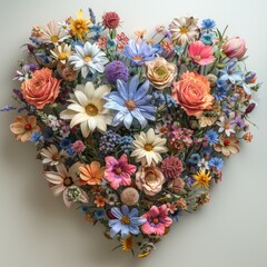 wildflowers decoration floral flatlay on white background, ai