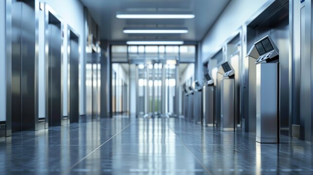 Electronic turnstile access system for buildings.

