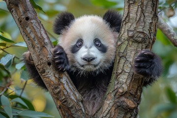 Obraz premium The image shows a large animal with its face blurred out, surrounded by tree branches