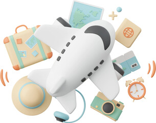 3d illustration of travel essentials