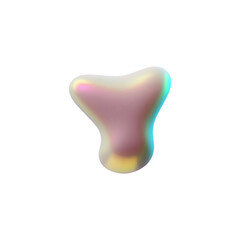 3D glossy pink blob splash, blot Y shape liquid surface with holo reflection in Y2K style, vector volume spilled polish