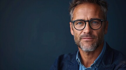 Fototapeta premium confident businessman portrait featuring a middle-aged man with glasses