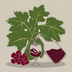 wine and grapes, beer illustration, wine