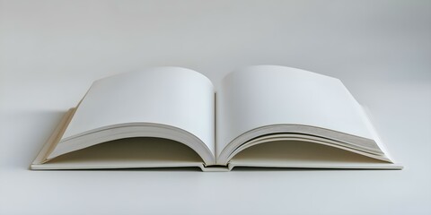 Fototapeta premium Mockup of a blank hardcover book on a white background. Concept Product Photography, Blank Hardcover Book, White Background, Mockup Display
