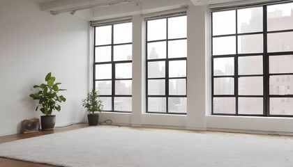 Obraz premium An empty loft livingroom penthouse NY,Madrid,London for Augmented reality mockup pattern frame